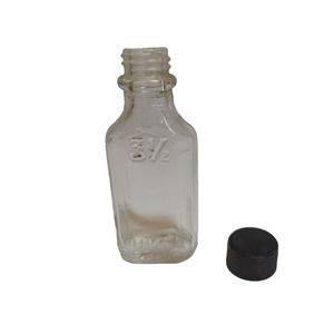 Owens Clear Glass Medicine Bottle Front Embossing 3" Tall Vintage With Cap